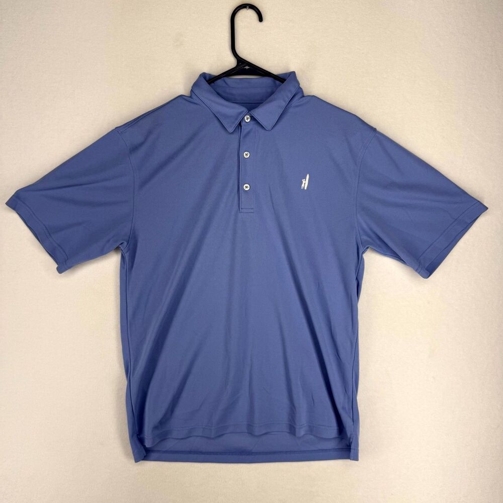 johnnie-o Performance Mens Embroidered‎ Athletic Polo Sky Blue White Size 16